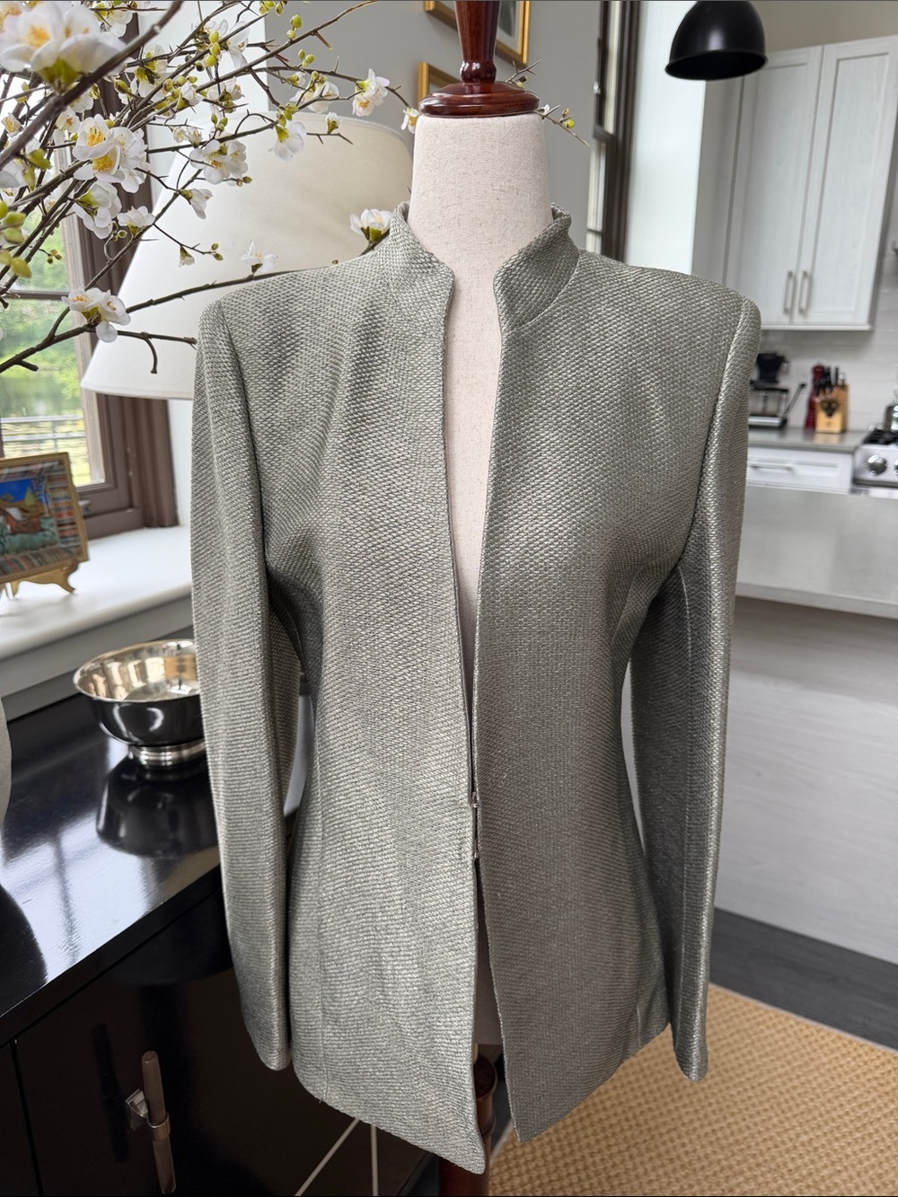 Akris Light Metallic Sage Green Blazer M/8
